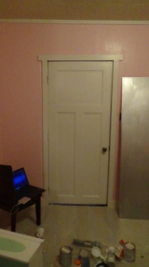 The silver slab to the right is the inside side of my closet door - the other side is a glossy white.
